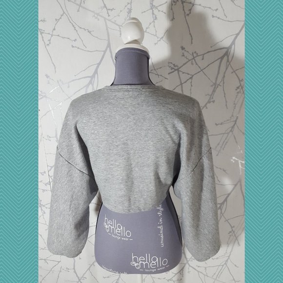 BCBG Maxazria Heathered Gray Kerey Kimono Sleeve Crop Top - Picture 4 of 5